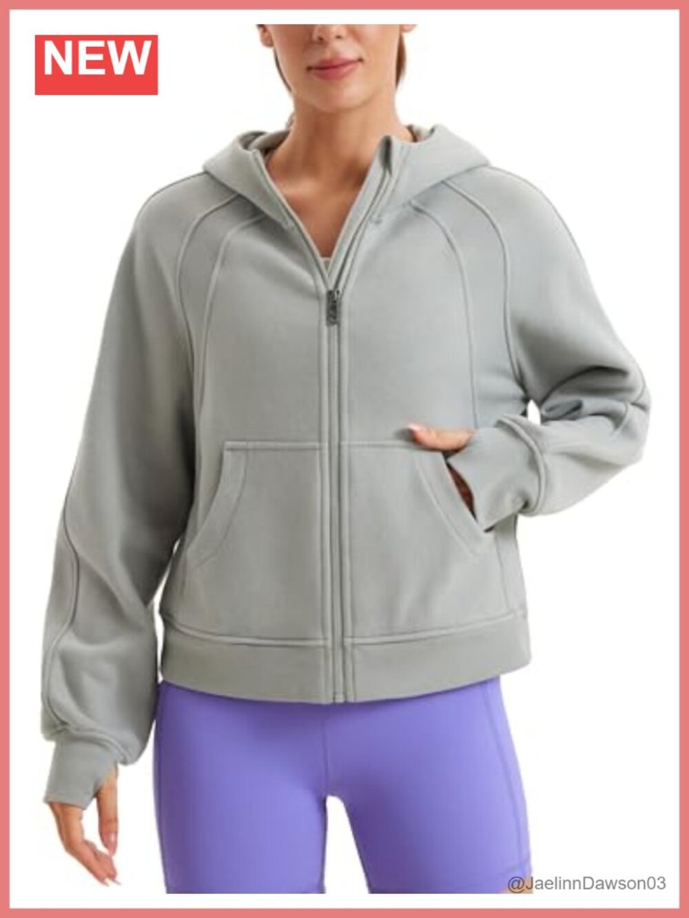 Fleece Lined Full Zip Hoodie Oversized Waist Length Thumbholes